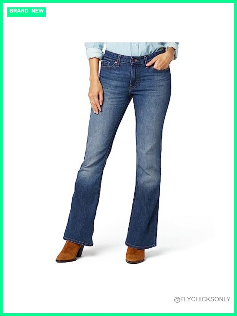 Mid Rise True Boot Jeans Stretch Denim Boot Cut Casual